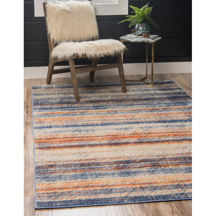 Williston Montross Striped Blue/Orange Area Rug & Reviews Wayfair